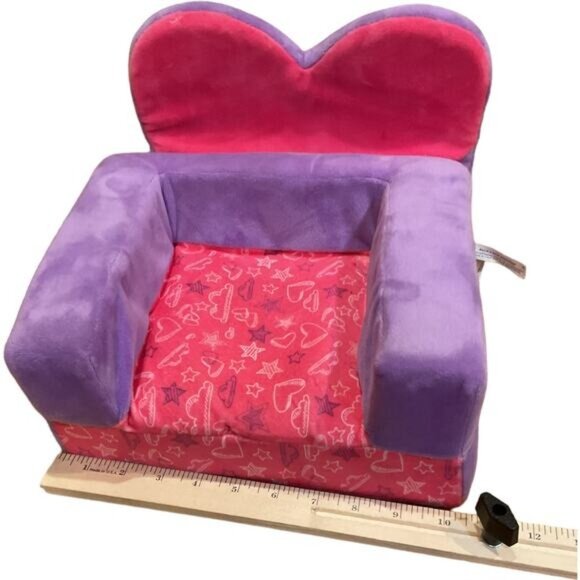 BAB Build A Bear Pink Purple Love Heart Arm Chair Fold Down Bed - Picture 3 of 10